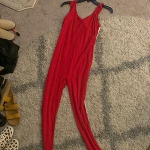 Red with white stripe jumpsuits NWT size medium